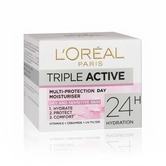 Loreal Paris Triple Active Day Moisturiser Dry and Sensitive Skin 50ml এর ছবি